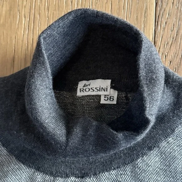 VTG Avi Rossini Mock Neck Sweater Men's 56 Italy Style Gray Textured Knit 90s